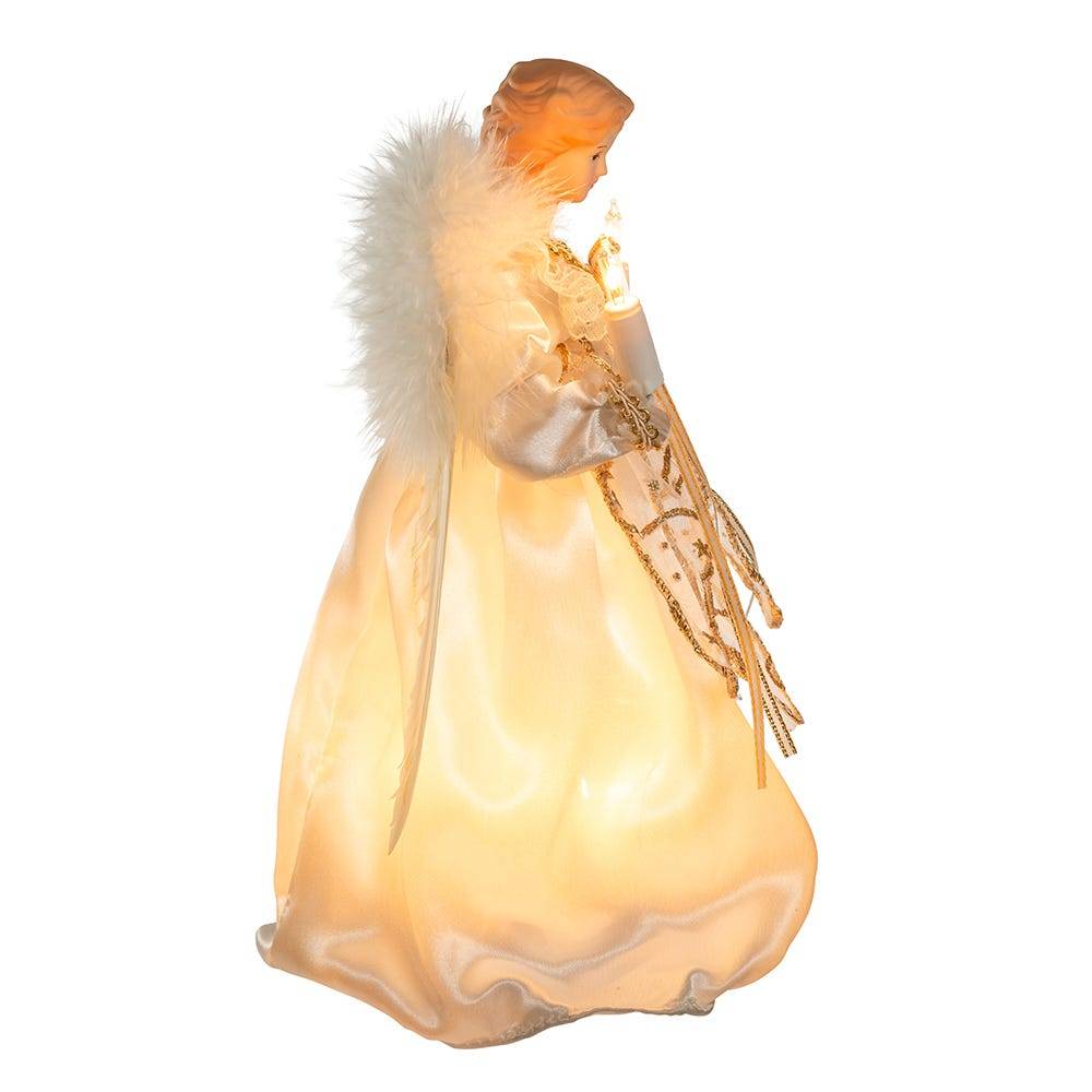 Kurt Adler 10-Light 9-Inch Ivory and Gold Angel Treetop