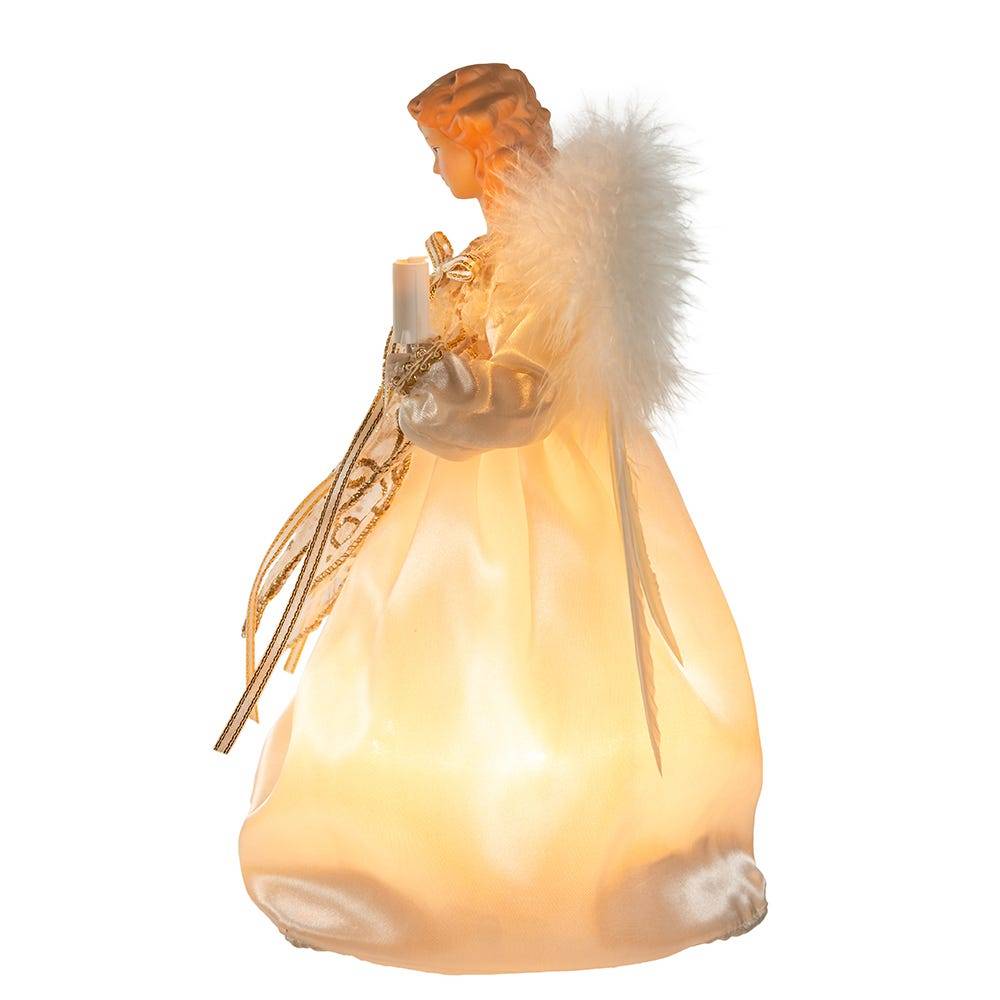 Kurt Adler 10-Light 9-Inch Ivory and Gold Angel Treetop