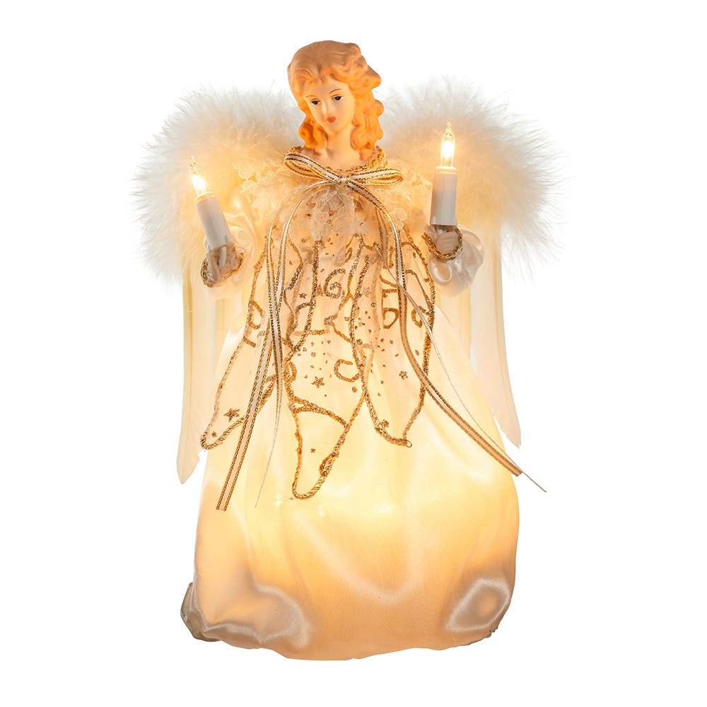 Kurt Adler 10-Light 9-Inch Ivory and Gold Angel Treetop