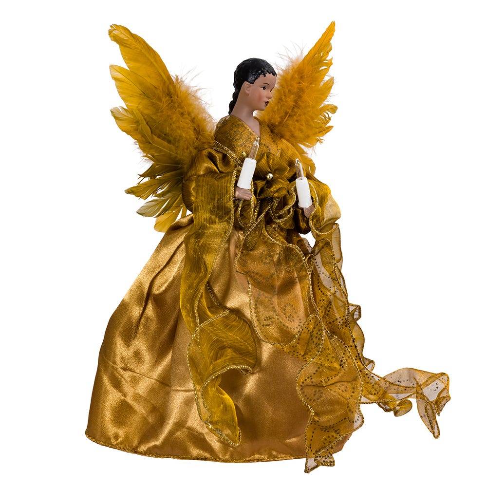 Kurt Adler 13-Inch UL 10-Light Gold African American Angel Treetop