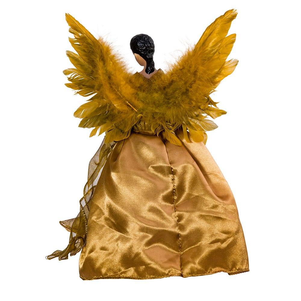 Kurt Adler 13-Inch UL 10-Light Gold African American Angel Treetop