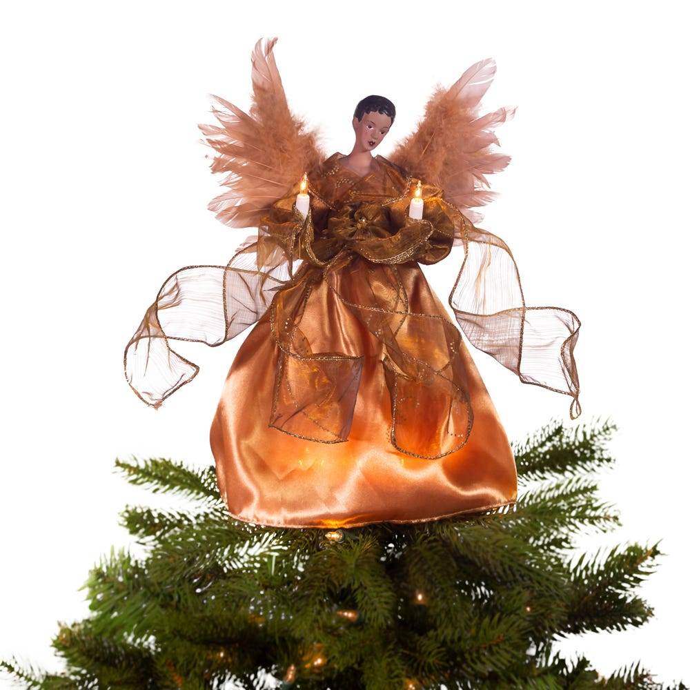 Kurt Adler 13-Inch UL 10-Light Gold African American Angel Treetop