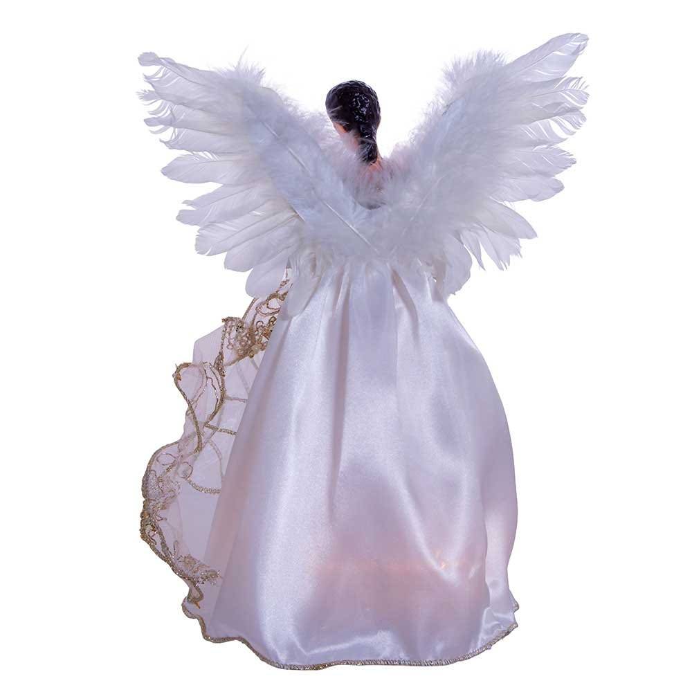 Kurt Adler 10-Light 12-Inch Ivory and Gold Black Angel Treetop