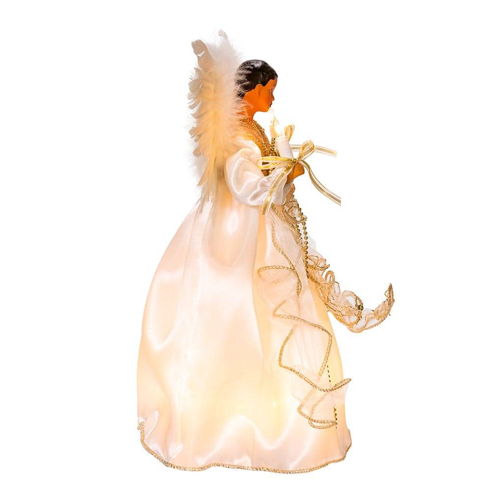 Kurt Adler 10-Light 12-Inch Ivory and Gold Black Angel Treetop