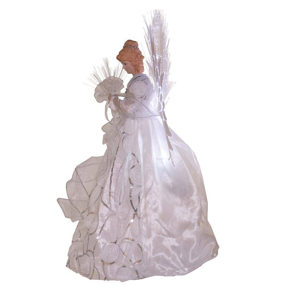 Kurt Adler 18-inch White and Silver Fiber-Optic LED Angel Treetop