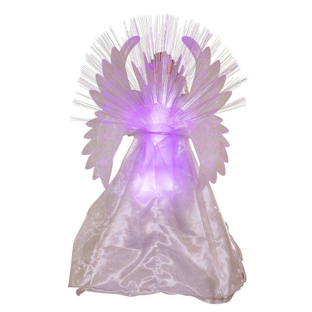 Kurt Adler 18-inch White and Silver Fiber-Optic LED Angel Treetop