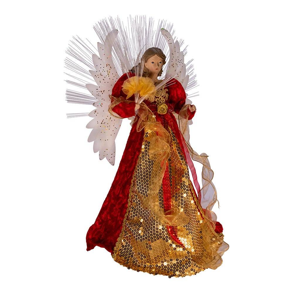 Kurt Adler 18-inch Red and Gold Multi-colored LED Fiber-Optic Angel Treetop