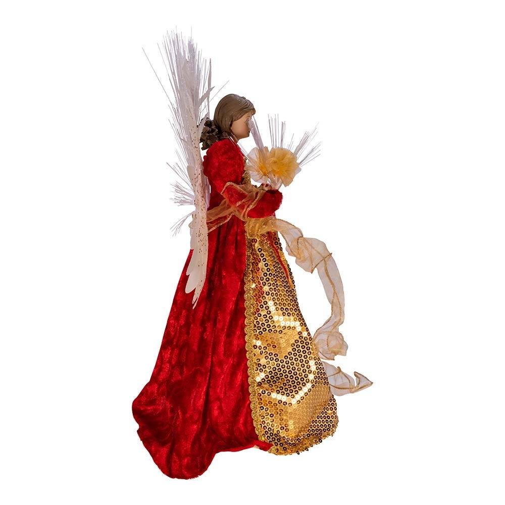 Kurt Adler 18-inch Red and Gold Multi-colored LED Fiber-Optic Angel Treetop