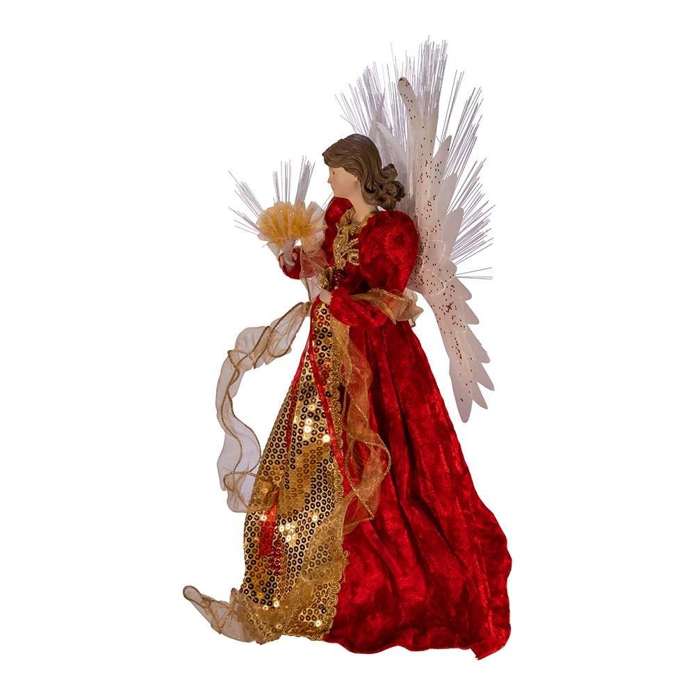 Kurt Adler 18-inch Red and Gold Multi-colored LED Fiber-Optic Angel Treetop