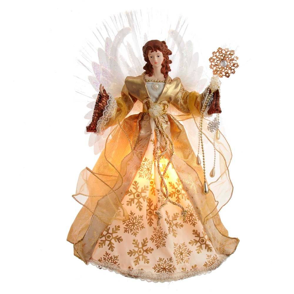 Kurt Adler 18-Inch Fiber Optic Gold Angel Treetop