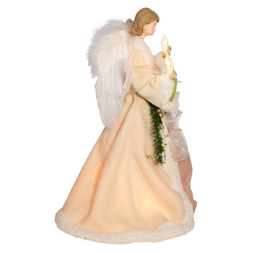 Kurt Adler 16-Inch UL 10-Light Ivory and Gray Angel Tree Topper