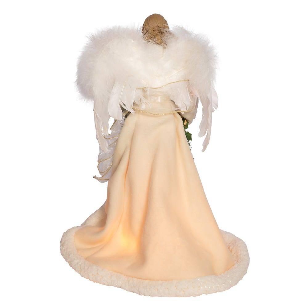 Kurt Adler 16-Inch UL 10-Light Ivory and Gray Angel Tree Topper