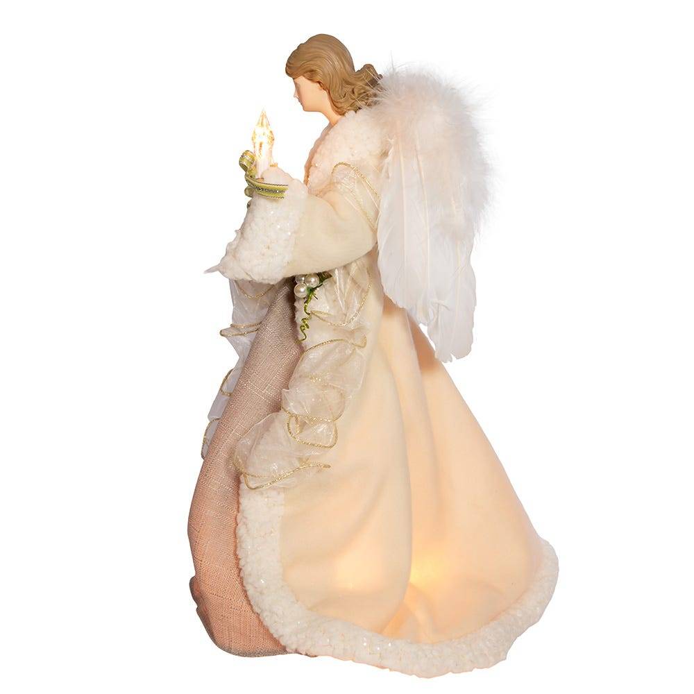 Kurt Adler 16-Inch UL 10-Light Ivory and Gray Angel Tree Topper