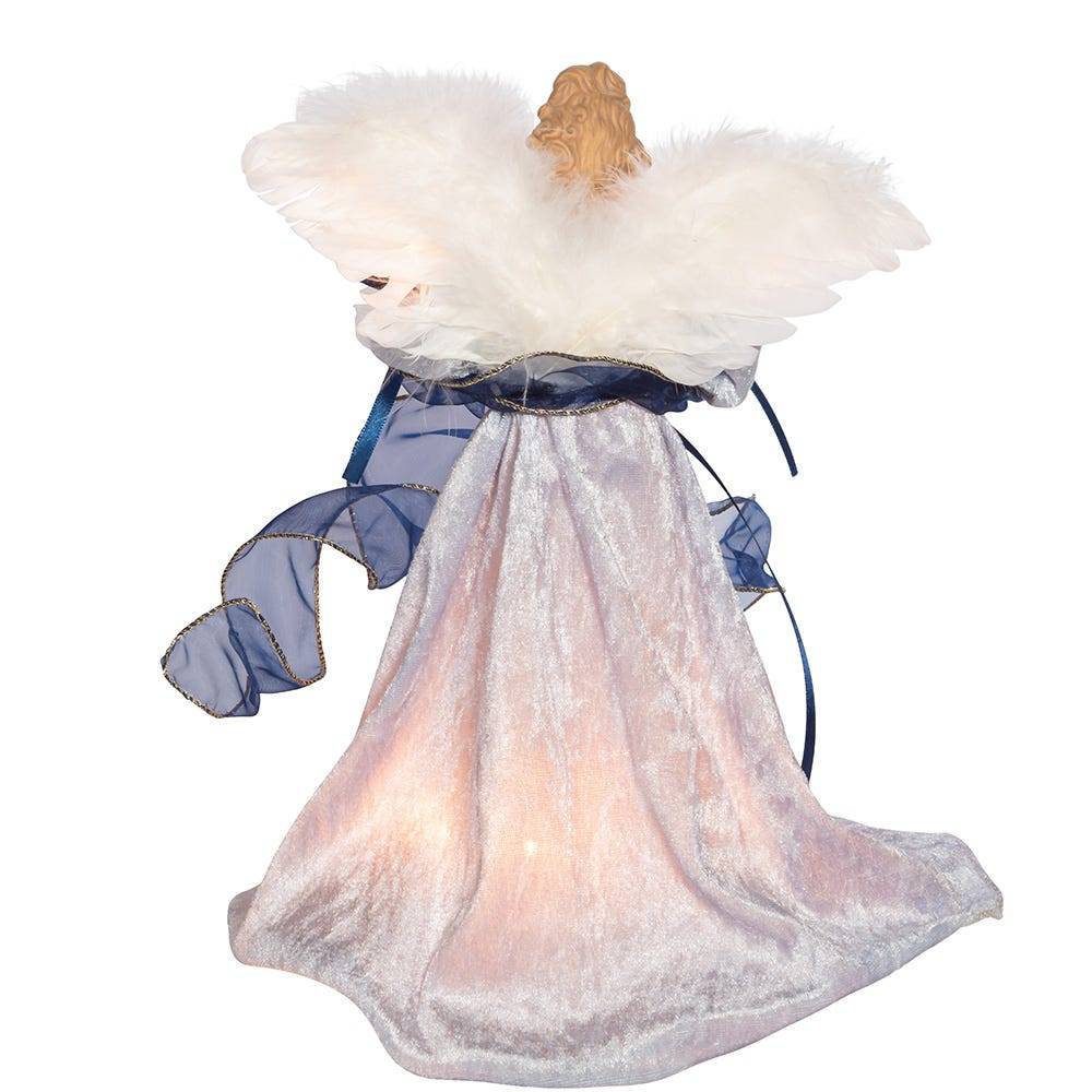 Kurt Adler 12-Inch UL 10-Light Delft Blue with Gold Angel Tree Topper