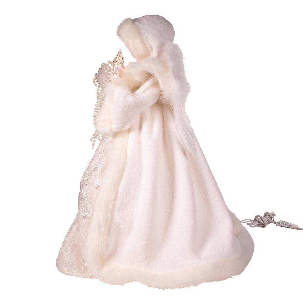 Kurt Adler UL 10-Light 14-Inch White Angel Tree Topper