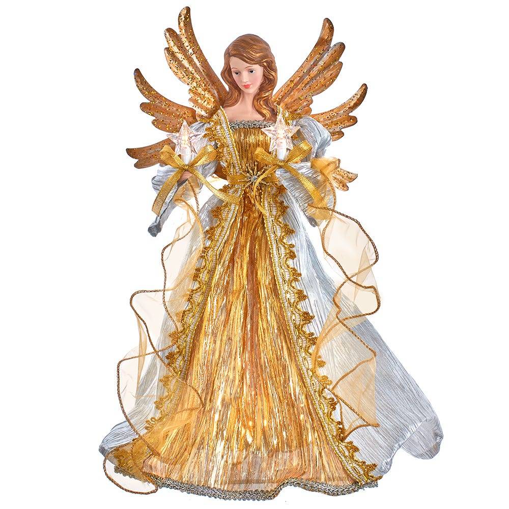 Kurt Adler 16-Inch Ombre Silver/Gold Angel Tree Topper