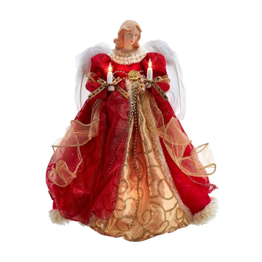 Kurt Adler 14-Inch UL 10-Light Red and Gold Angel Tree Topper