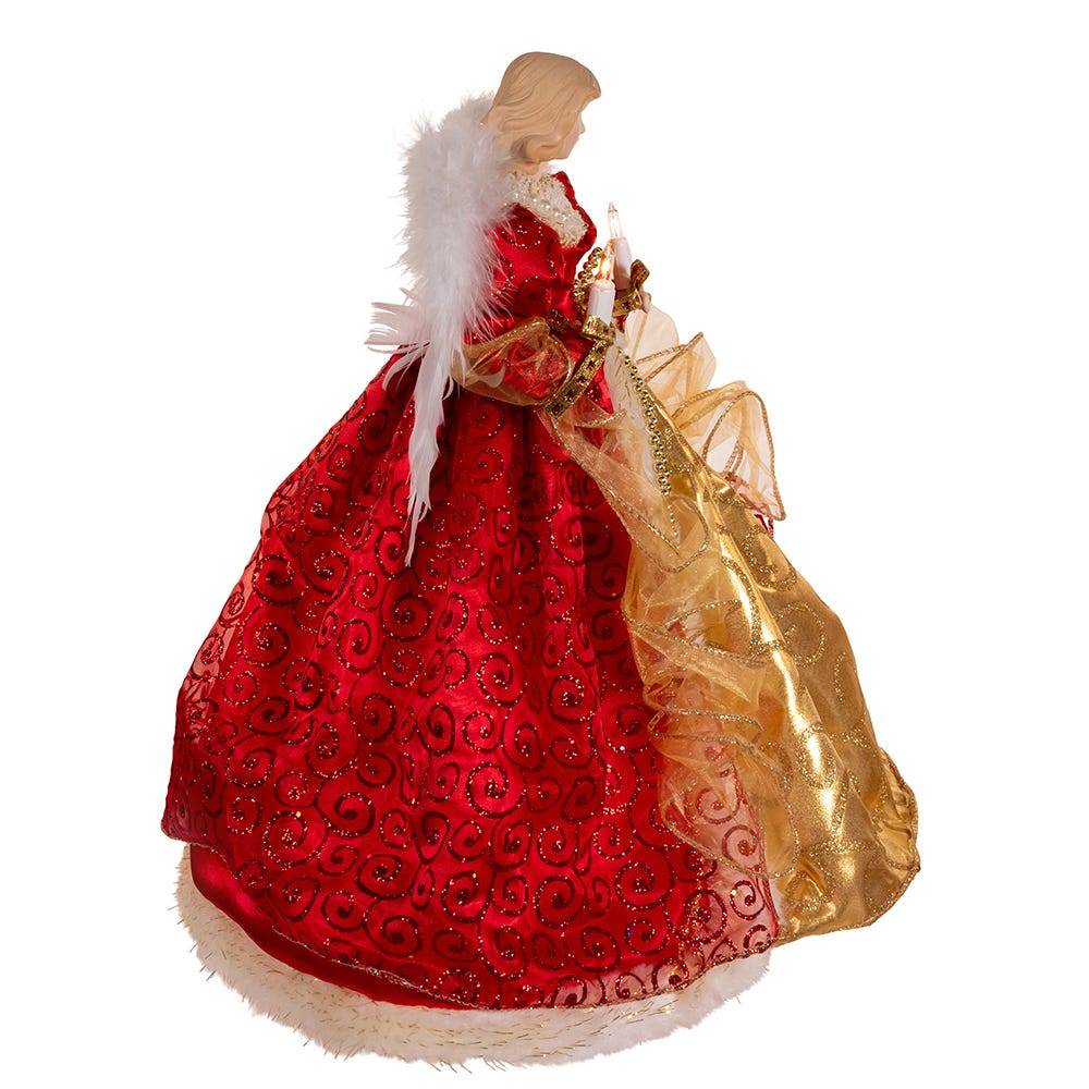 Kurt Adler 14-Inch UL 10-Light Red and Gold Angel Tree Topper