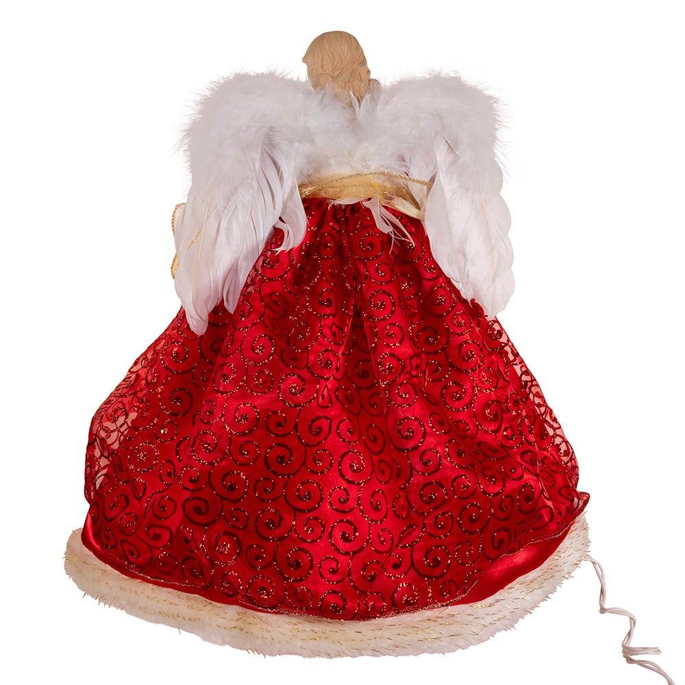 Kurt Adler 14-Inch UL 10-Light Red and Gold Angel Tree Topper