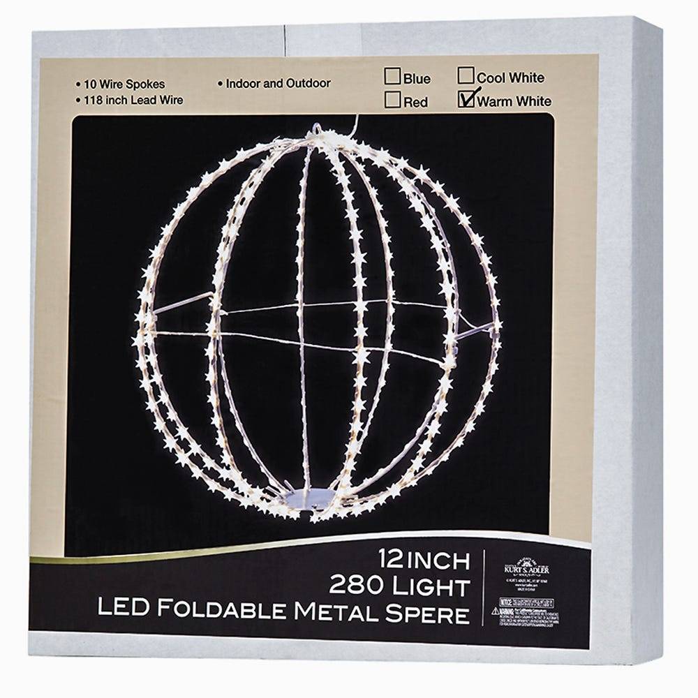 Kurt Adler 12-Inch Warm White LED Foldable Metal Sphere