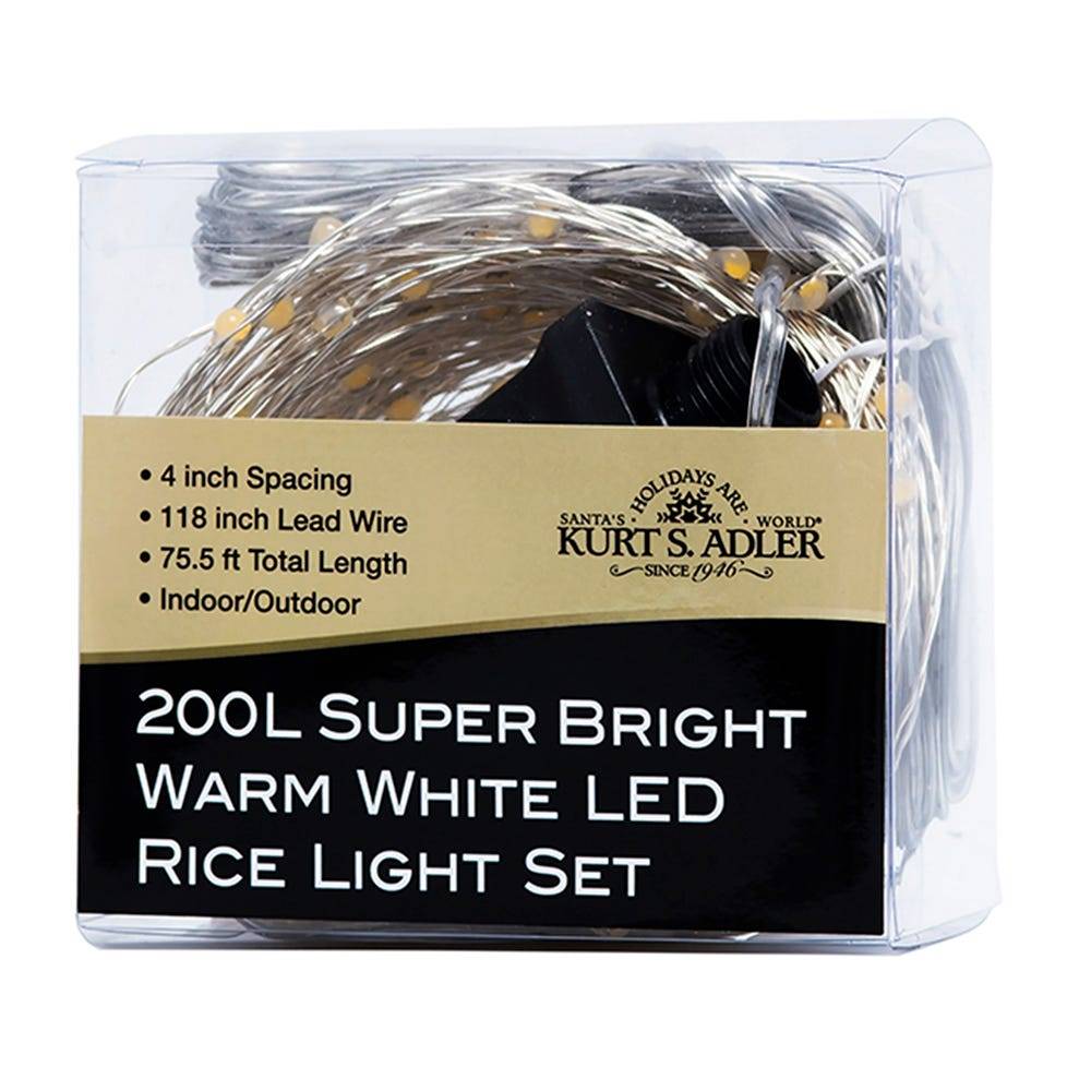 Kurt Adler 200-Light Warm White LED Rice Lights