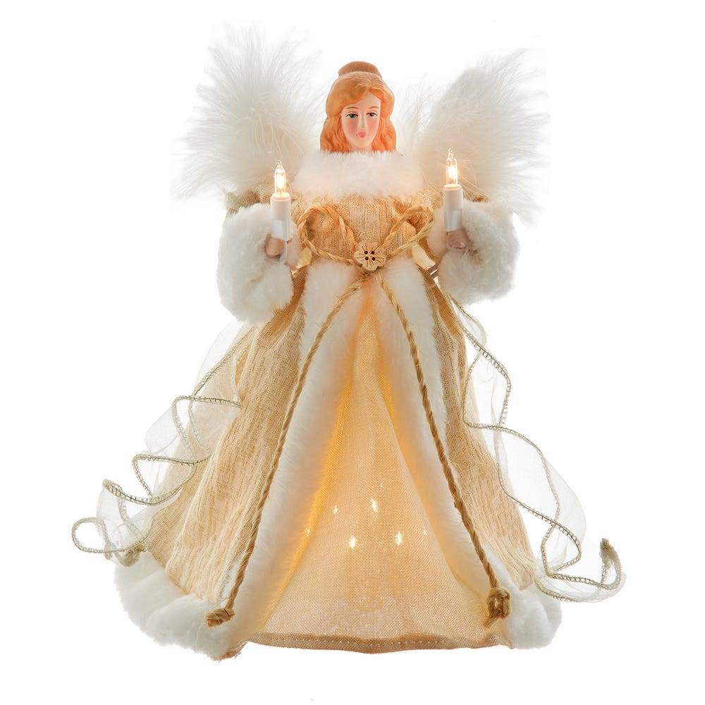 Kurt Adler 10-Inch 10-Light Natural Angel Tree Topper