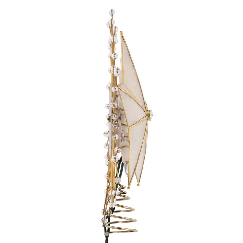 Kurt Adler 10-Inch 5-Point Capiz Star Treetop with Rays and Beads