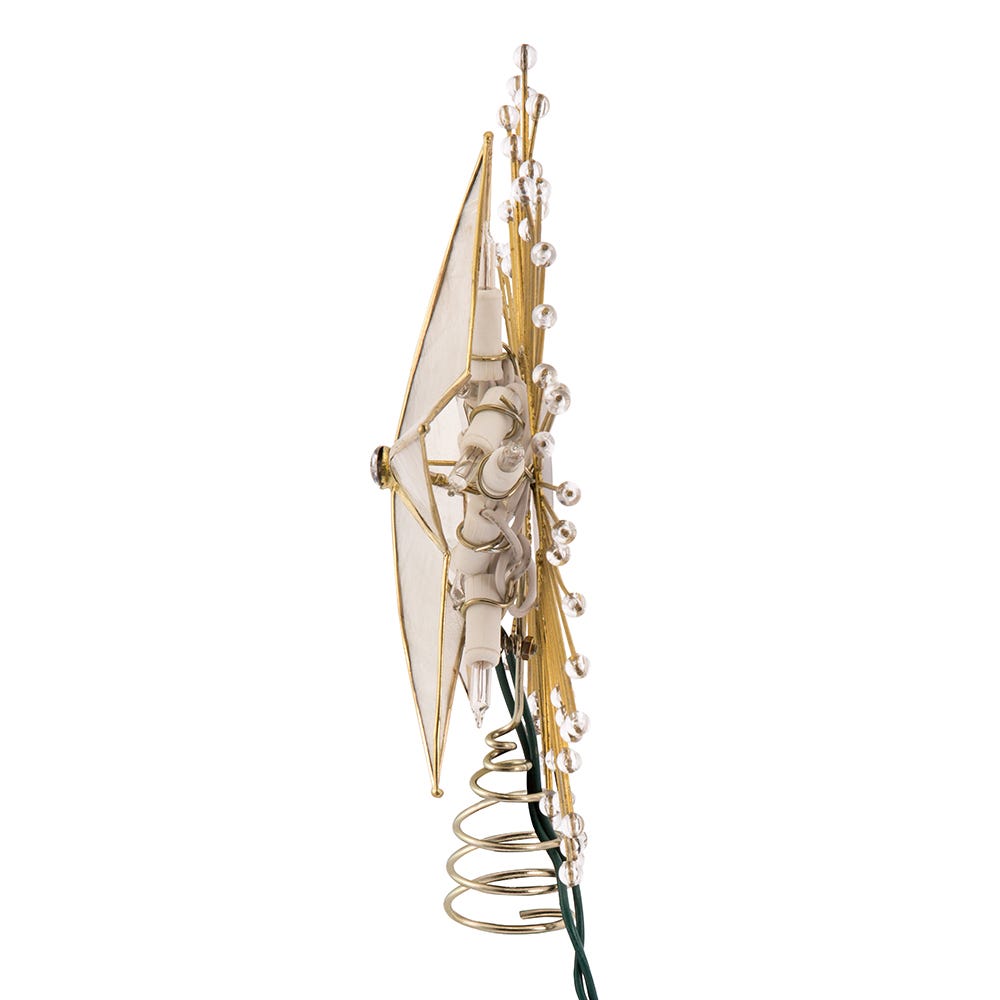 Kurt Adler 10-Inch 5-Point Capiz Star Treetop with Rays and Beads