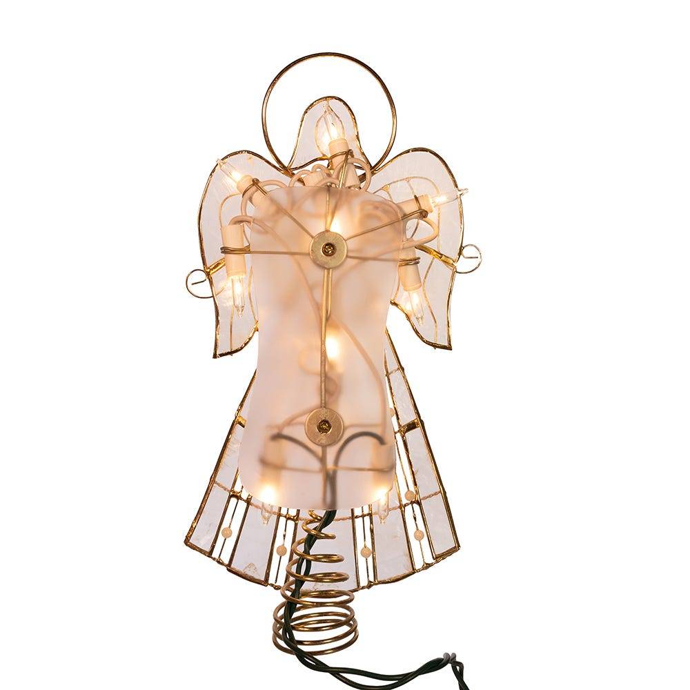 Kurt Adler 10-Light 9.75-Inch Capiz Angel Treetop with Scroll Design and Pearls