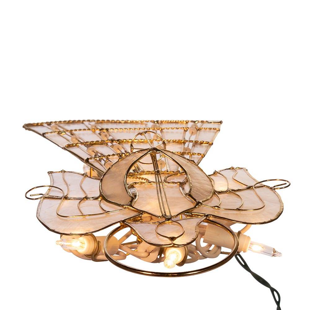 Kurt Adler 10-Light 9.75-Inch Capiz Angel Treetop with Scroll Design and Pearls