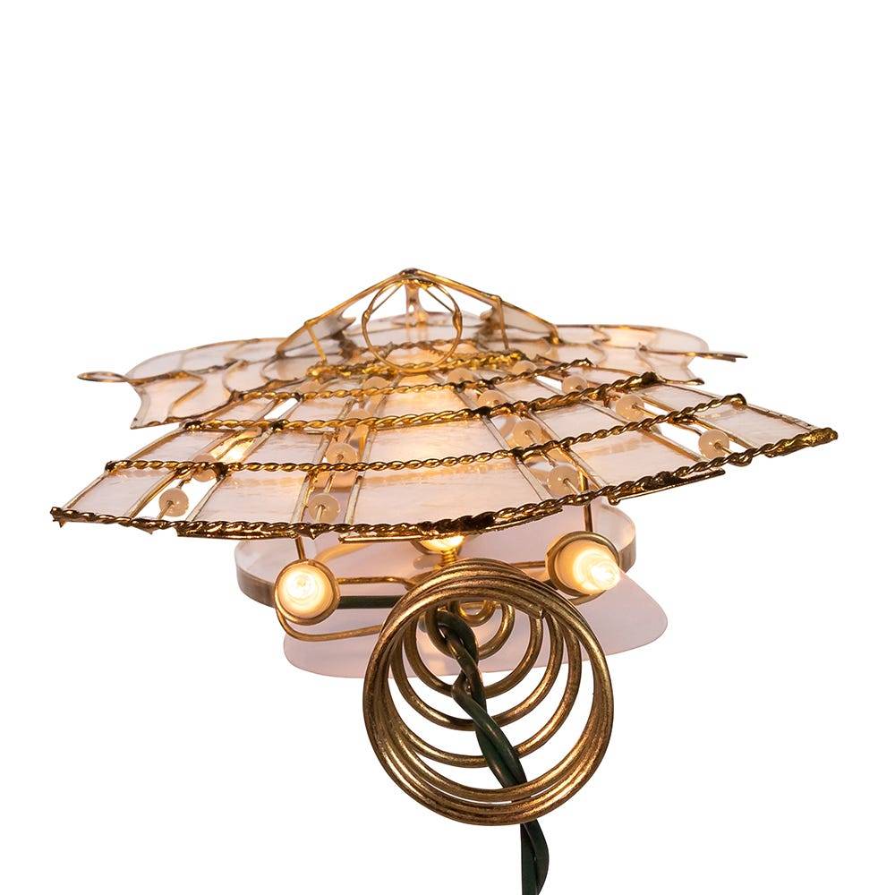 Kurt Adler 10-Light 9.75-Inch Capiz Angel Treetop with Scroll Design and Pearls