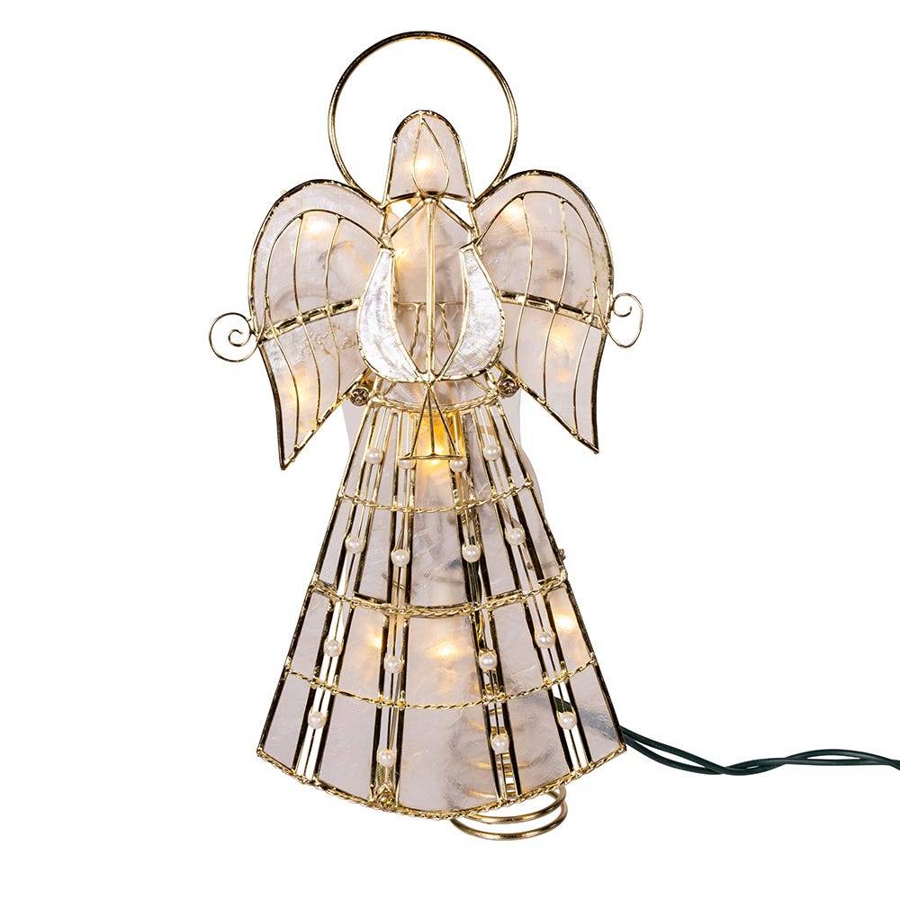 Kurt Adler 10-Light LED Capiz Wire Angel Tree Topper