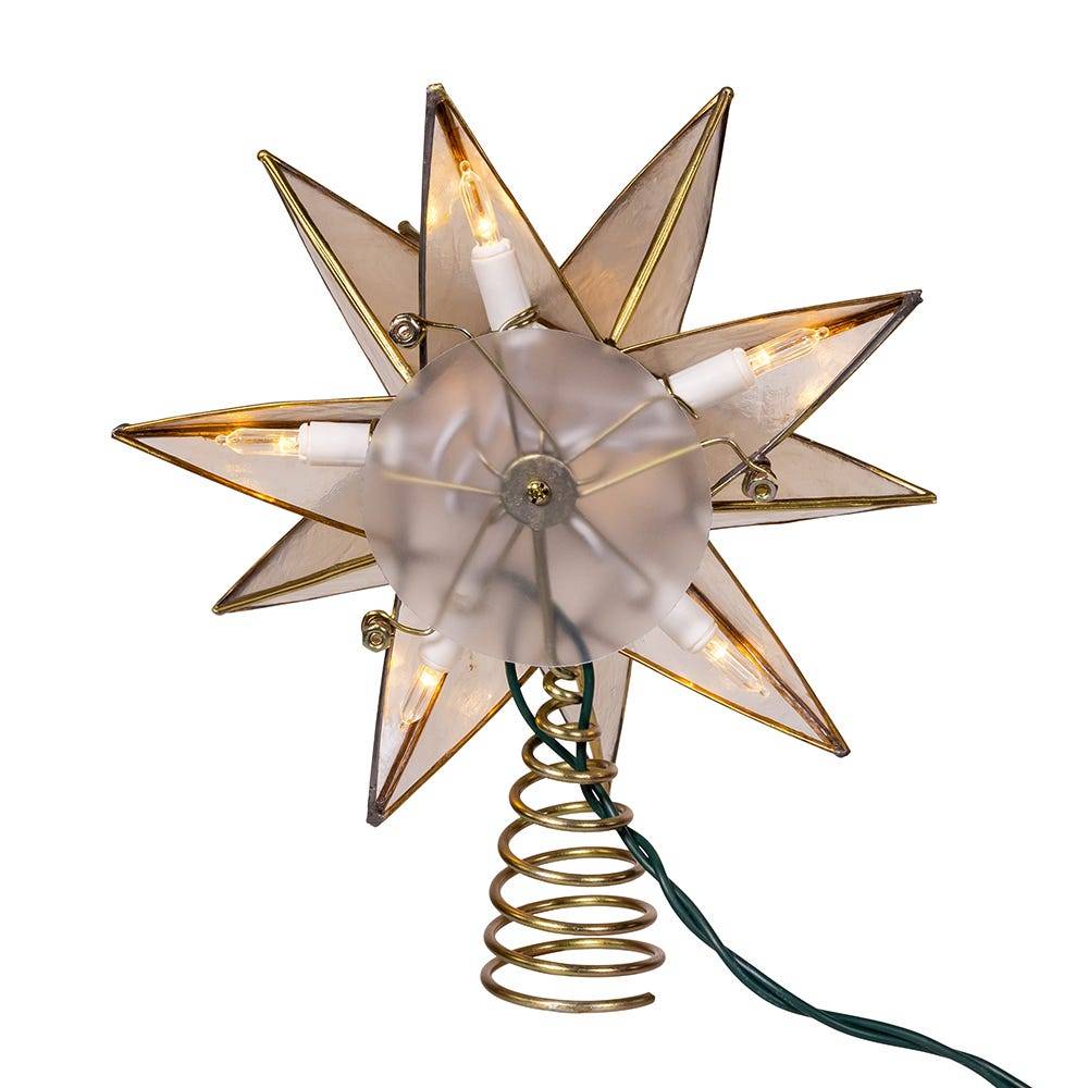 Kurt Adler 10-Light LED 15-Point Gold Sputnik Capiz Tree Topper