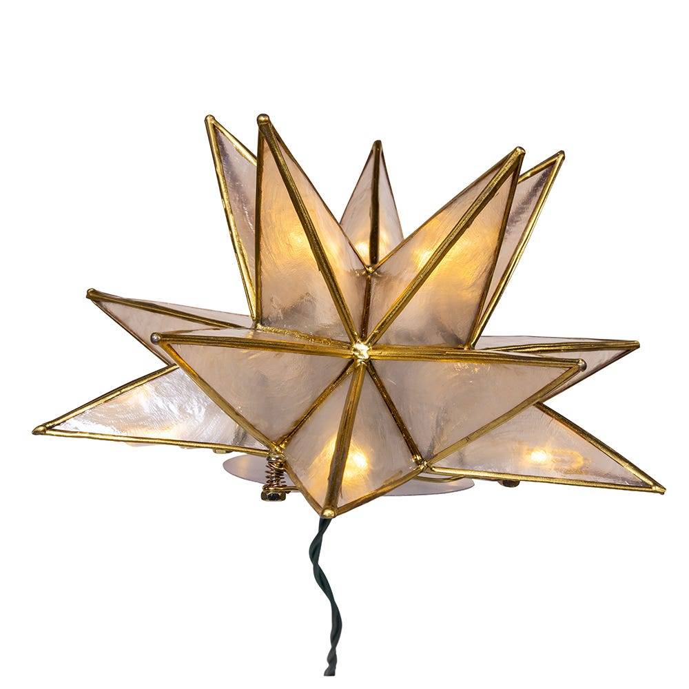 Kurt Adler 10-Light LED 15-Point Gold Sputnik Capiz Tree Topper