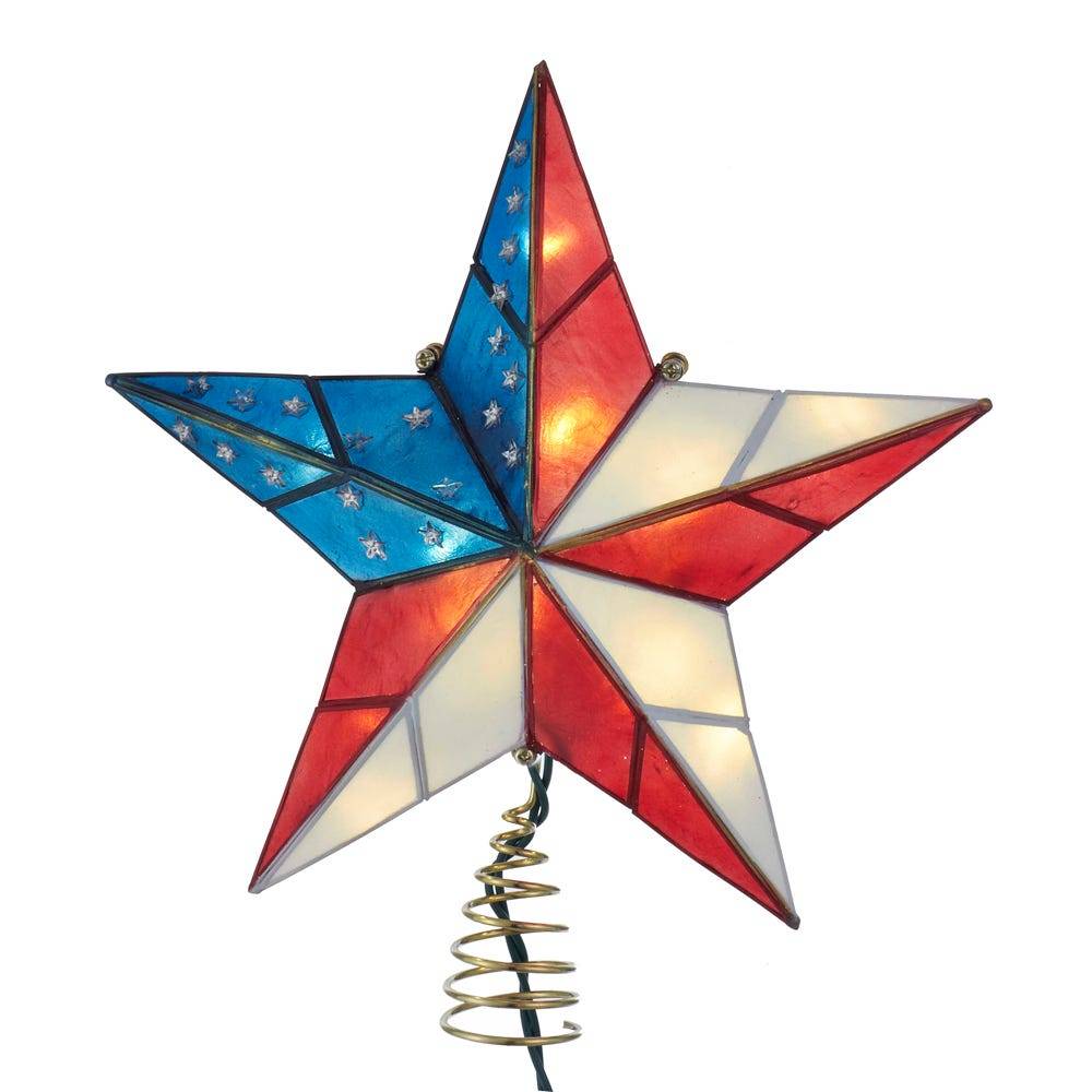 Kurt Adler Capiz American Flag Inspired Star Treetop