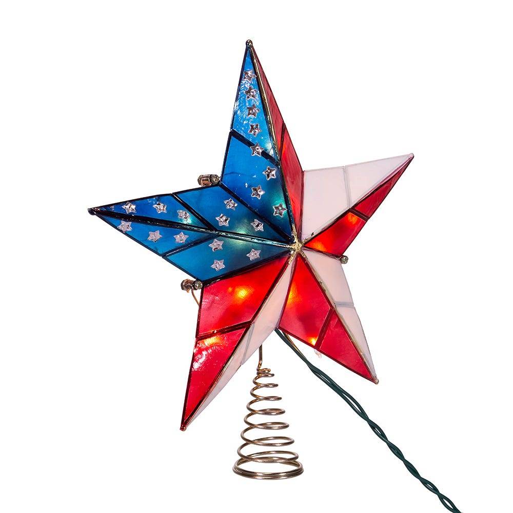 Kurt Adler Capiz American Flag Inspired Star Treetop