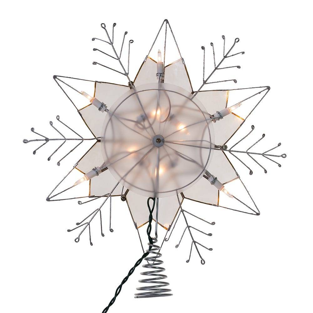 Kurt Adler 10-Light 6-point Capiz Star Snowflakes Treetop