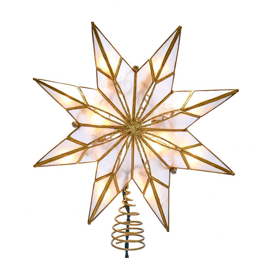 Kurt Adler 9-Inch 10-Light 8-Point Gold Capiz Star Treetop