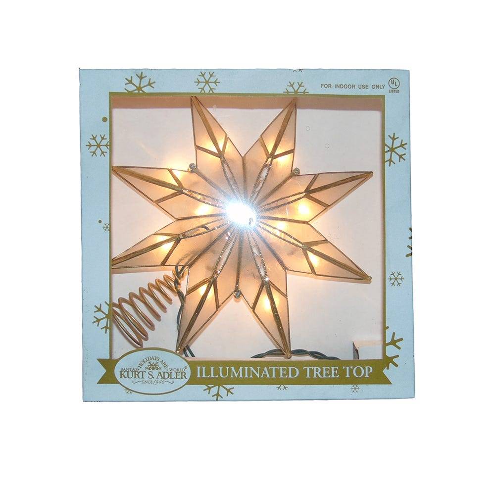 Kurt Adler 9-Inch 10-Light 8-Point Gold Capiz Star Treetop