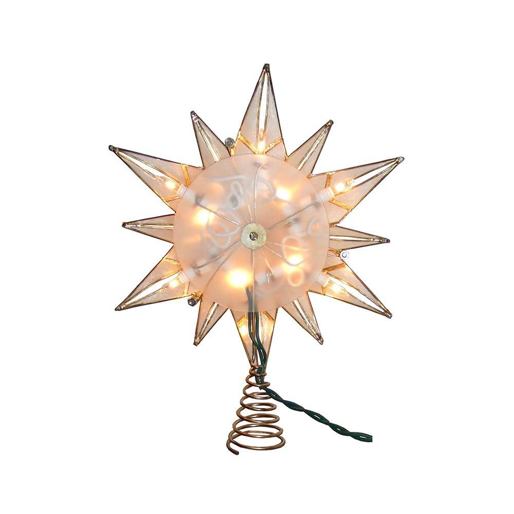 Kurt Adler 10-Light 12-Point Capiz Star and Center Gem Treetop