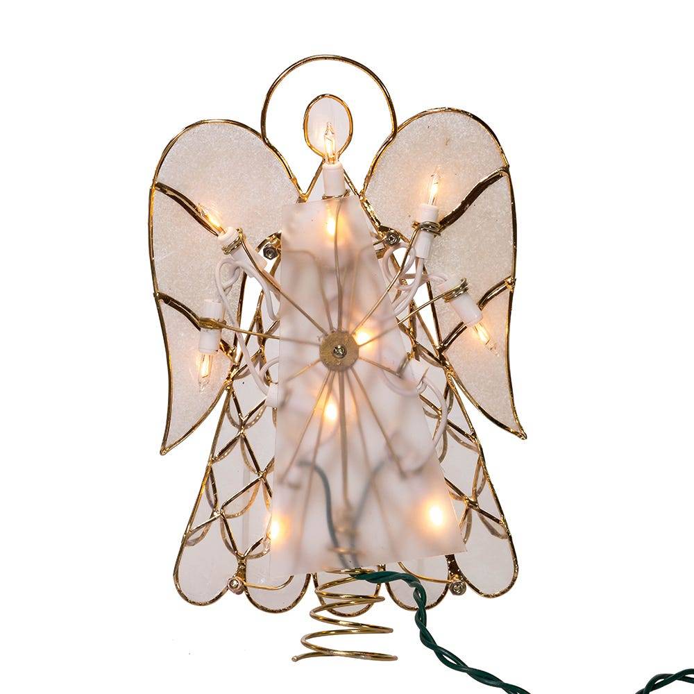 Kurt Adler 9.5-Inch UL 10-Light Capiz Angel Treetop