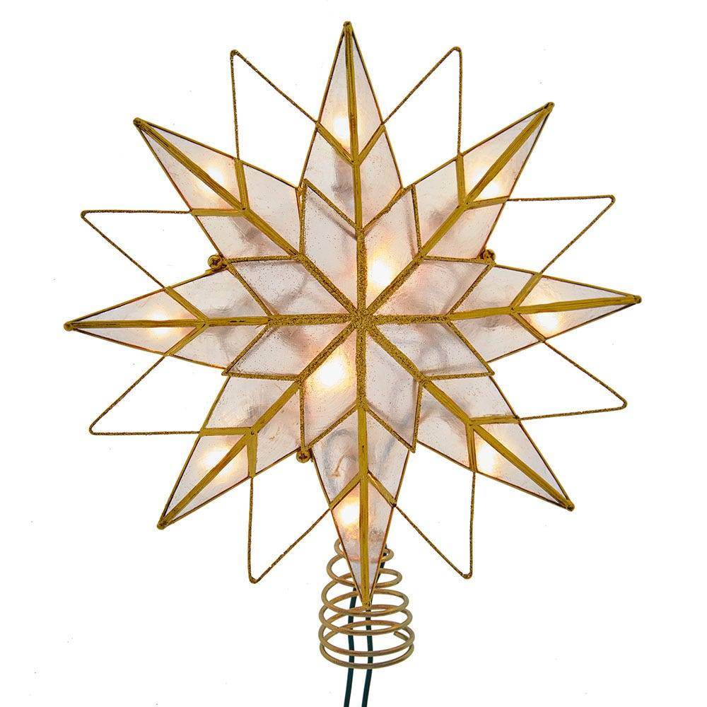 Kurt Adler 9.65-Inch UL 10-Light 8-Point Capiz Star Lighted Tree Topper