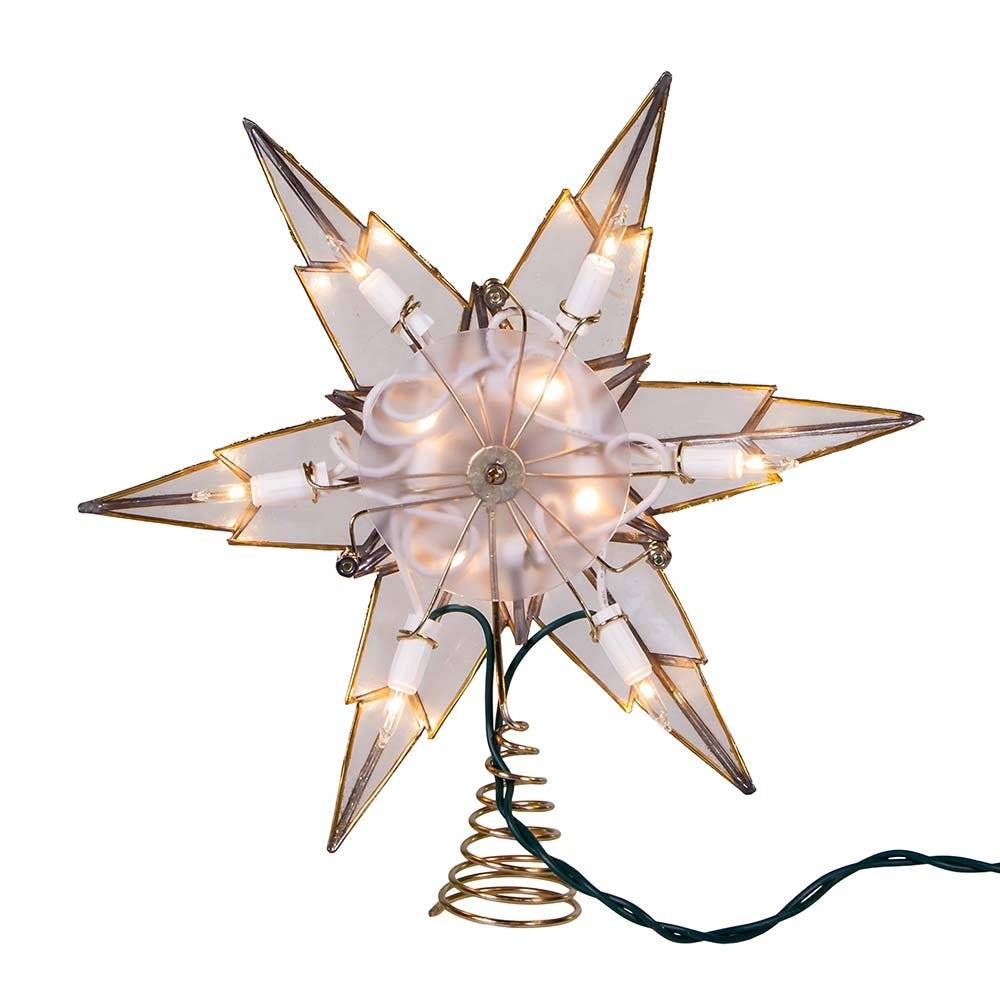 Kurt Adler 10-Light 6 Point Gold Capiz Star Tree Topper