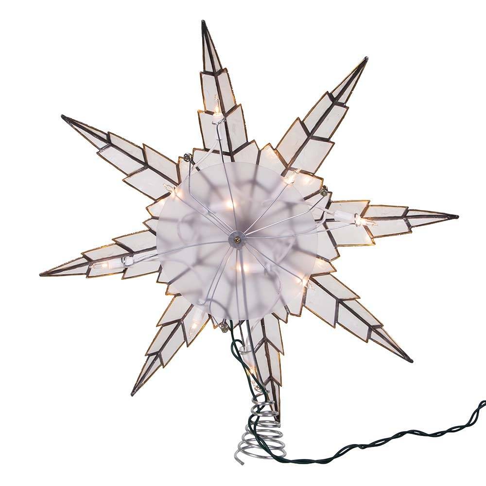 Kurt Adler 10-Light 15-Inch 8-Point Capiz Silver Star Tree Topper