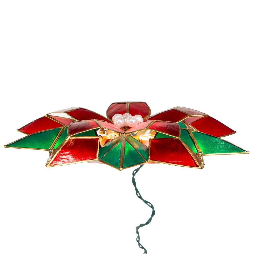 Kurt Adler 9.5-Inch UL 10-Light Red & Green Poinsettia Treetop