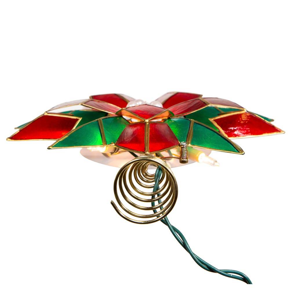 Kurt Adler 9.5-Inch UL 10-Light Red & Green Poinsettia Treetop