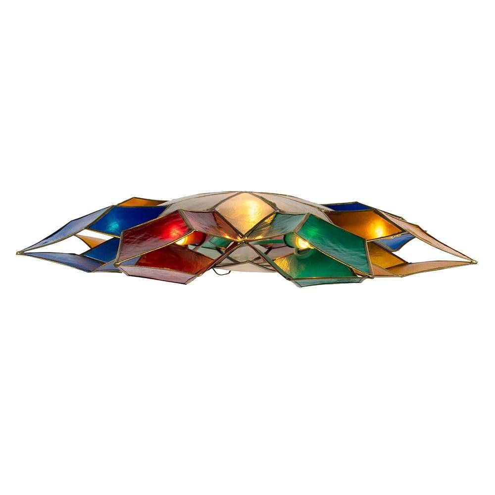 Kurt Adler 13-Inch UL 10-Light Multicolor 8-Point Double Face Gold Capiz Star Tree Topper