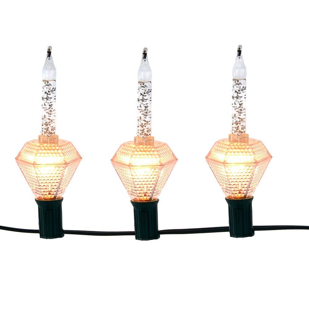 Kurt Adler 7-Light Silver Glitter Diamond Bubble Light Set