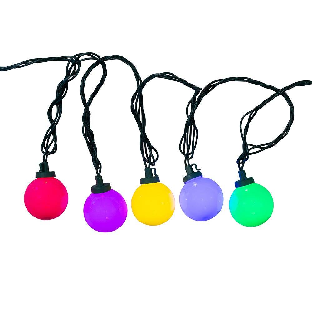 Kurt Adler 11.5-Foot UL 10-Light Multicolor LED Opaque G50 Light Set With Green Wire