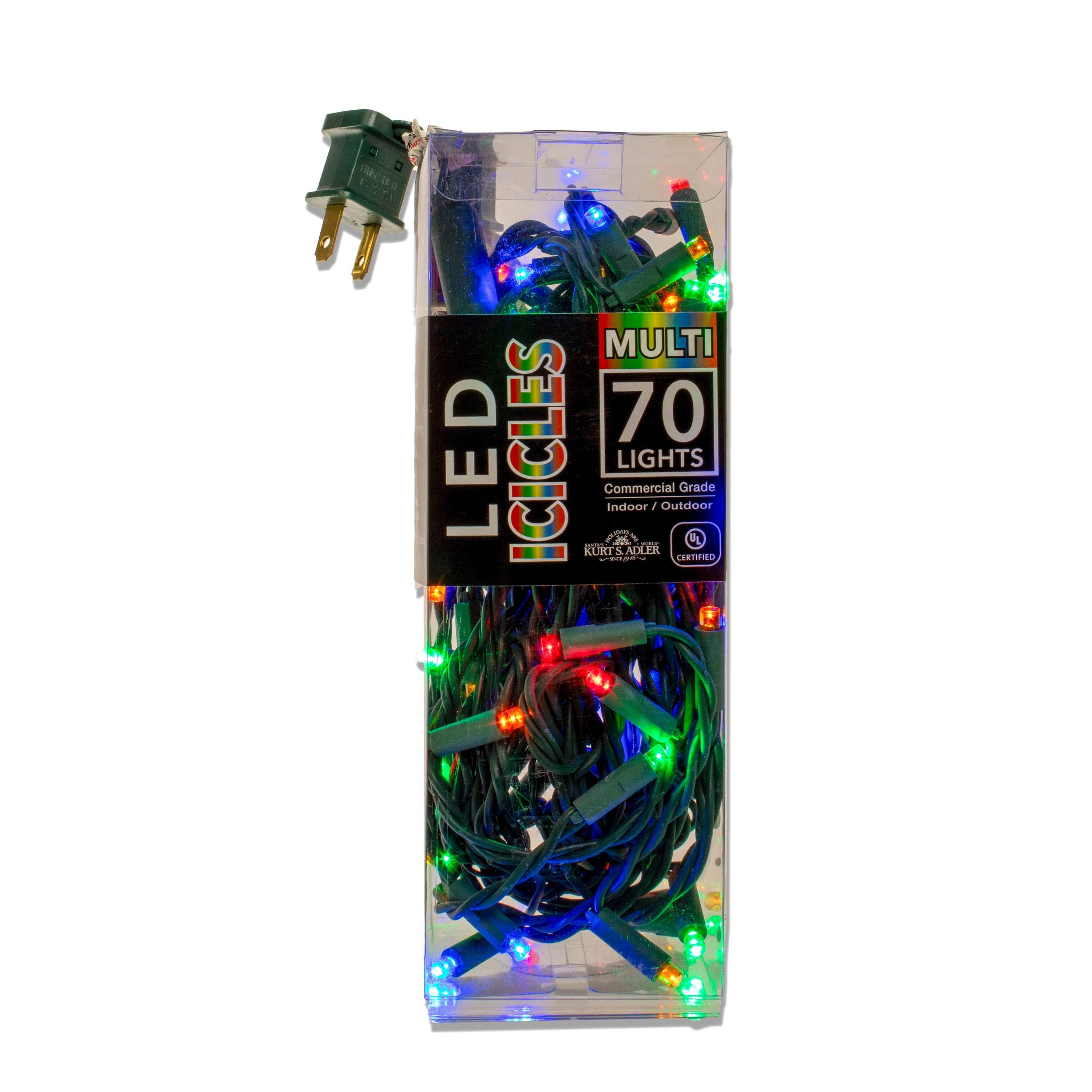 Kurt Adler 70-Light 7.5-Foot 5MM Multicolored LED Icicle Light Set